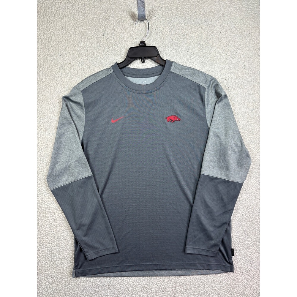 Nike Dri-FIT Arkansas Razorbacks On Field Men's Size XL Grey Long Sleeve Shirt
